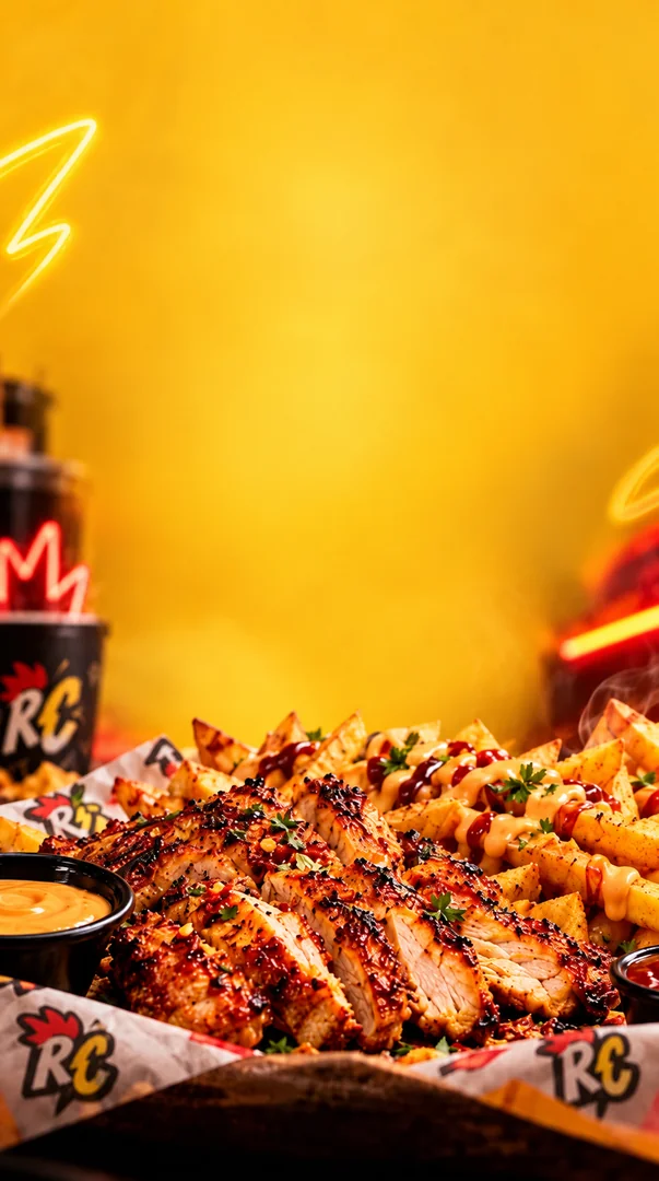Rostiz Chicken Rotisserie Platter Background